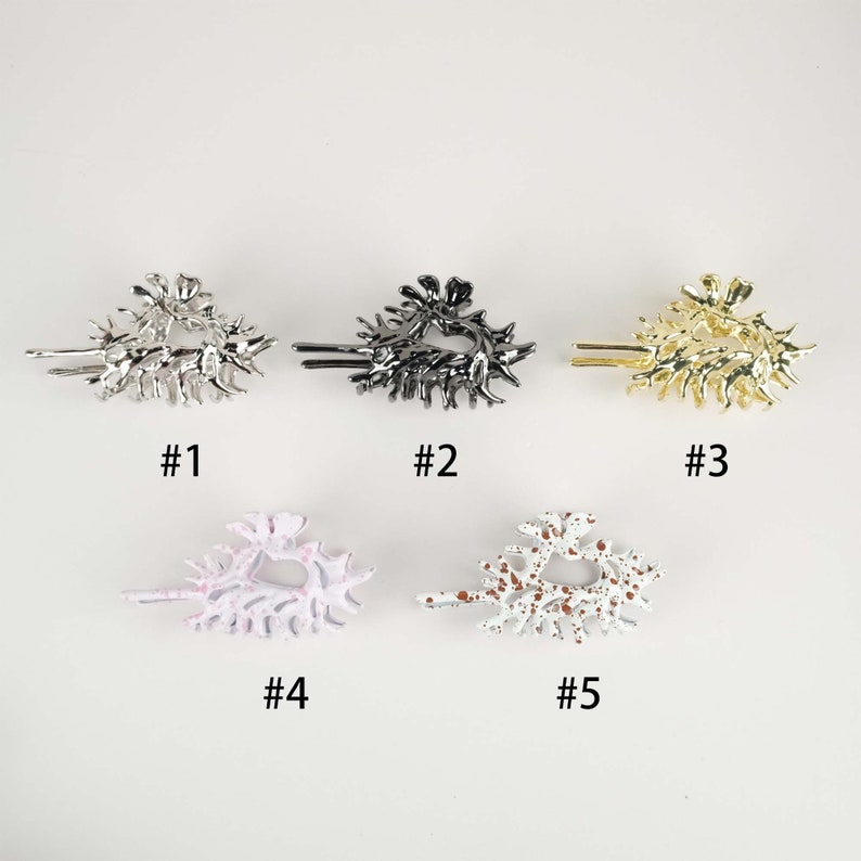 Novel Conch Hair Claws,Color Spotted Conch Hair Clamps, Elegant Metal Conch Hair Claws for Women, Elegant Ocean White Conch Hair Clips image 3