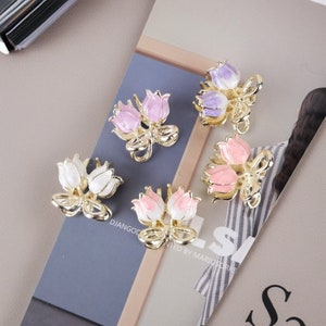 2pcs Mini Tulip Hair Claw Clip, Flower Hair Claw, Cute Hair Claw, Trendy Hair Accessories, Girlish Hair Clip, Tiny Flower Hair Claw, Floral