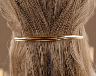 Minimalist Metal Curved Hair Barrette, Gold Hair Clip, Hair Clip For Thin And Thick Hair, Barrette Clip, Daily Hair Clip, Simple Accessory