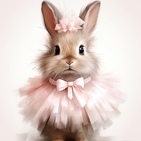 Ballerina Bunny ~ PHYSICAL Giclée fine art print - Ready to Frame ~ Easter Rabbit Art 24G