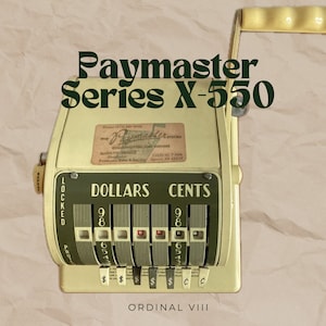 Vintage Paymaster Check Printer Series X-550 vergrendelde beveiligingsmachine, geen sleutel