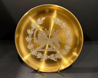 Persian Lion & Sun Gold Display Plate