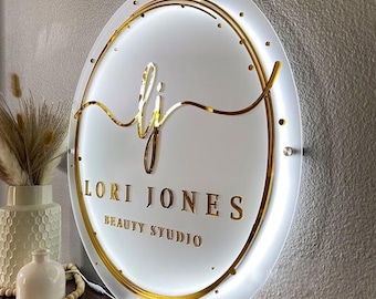 Custom 3d Business Logo Sign, Acrylic Business Sign, Backlit Sign, Personalized Acrylic Sign, Salon Name Sign, Business Wall Decor