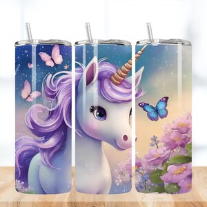 50 3D Einhorn Tumbler Wrap Bundle, 20 Unzen Sublimations-Designs, Einhorn Kinder Tumbler, digitaler Download, kleines Mädchen Tumbler, Einhorn Clipart Bild 3