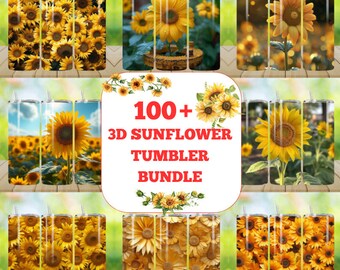 100+ Sunflower Sublimation Tumbler Wrap Bundle, 20oz 3d tumbler Png, Sunflower Wall art, Skinny Tumbler, sunflower clipart, Commercial Use