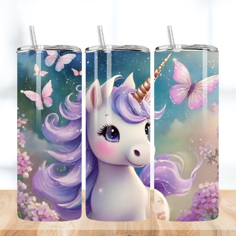 50 3D Einhorn Tumbler Wrap Bundle, 20 Unzen Sublimations-Designs, Einhorn Kinder Tumbler, digitaler Download, kleines Mädchen Tumbler, Einhorn Clipart Bild 4