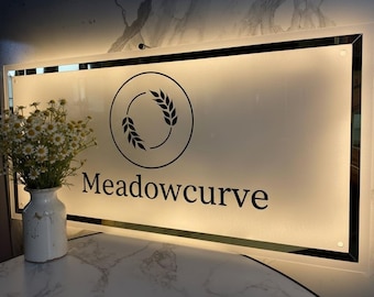 Letrero LED acrílico personalizado con logotipo para negocios / Decoración retroiluminada para salones y oficinas