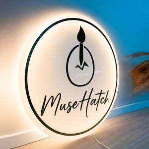 Custom Acrylic Business Backlit Sign | 3D Acrylic Sign | Round Acrylic Logo Sign | Business Logo Sign| Small Business Signs