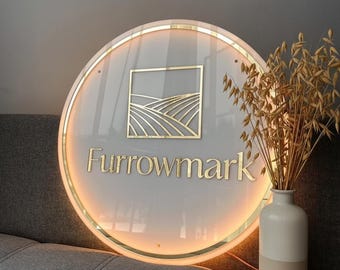 Letrero retroiluminado de acrílico personalizado / Letrero de recepción / Letrero personalizado para puerta de oficina / Decoración de pared