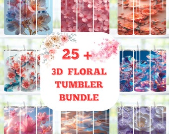 25+ 3D Floral Tumbler Wrap 20oz Png, Sublimation Tumbler, Skinny Tumbler, Digital Tumbler Templates Designs, Straight Boho Tumbler