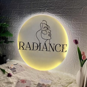 Custom Business Logo Sign, Round Backlit Acrylic Sign, Salon Sign, Custom Acrylic Sign, Personalized Sign, Wall Decor