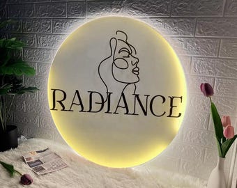 Custom Business Logo Sign, Round Backlit Acrylic Sign, Salon Sign, Custom Acrylic Sign, Personalized Sign, Wall Decor