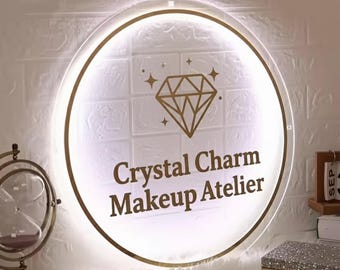 Letrero comercial de acrílico personalizado en 3D, letrero retroiluminado, letrero con logotipo de acrílico, letrero con logotipo comercial de acrílico iluminado, letrero de salón iluminado