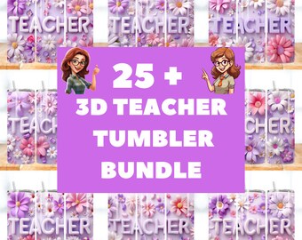 25+ Teacher Tumbler Wrap Png, 20oz Skinny Teacher Gifts, Valentine Teacher, 3D Teacher Life, Digital Download, Teacher Sublimation Designs