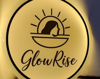 Letrero comercial de acrílico personalizado, letrero con logotipo, letrero redondo de acrílico, letrero LED, letrero con nombre, decoración para pequeñas empresas.