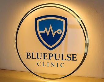 Custom Backlit Sign | Custom Backlit Sign | Acrylic Logo Sign | Round Acrylic Sign | Illuminated Logo Sign | Reception Sign