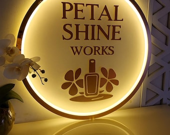 Acrylic Business Backlit Sign | Business Logo Sign | Custom Business Sign | Acrylic Bar Sign | Round Acrylic Sign | Salon Decor