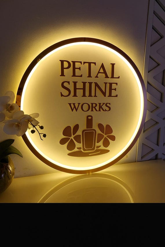 Acrylic Business Backlit Sign | Business Logo Sign | Custom Business Sign | Acrylic Bar Sign | Round Acrylic Sign | Salon Decor