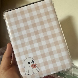 Checkered Ghost Kindle Insert | Cute Halloween E-Reader Sleeve | Fits All Kindle Sizes | Adorable Book Accessory