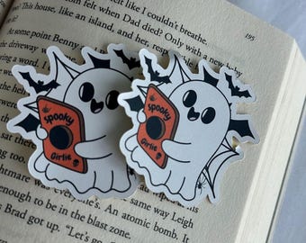 Ghost Sticker, Halloween Sticker bookish Merch, book lover gift, Kindle Sticker, e-reader, Bookish Sticker, Book lover gift, fall