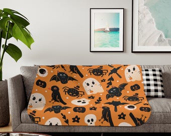 Halloween Ghost Sherpa Blanket, Two Colors