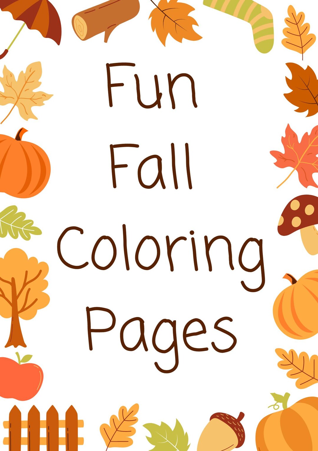 Fun Fall Coloring Pages for Kids - Etsy
