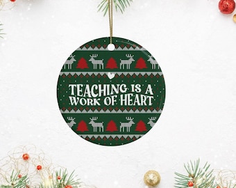 Teacher Gift Christmas Ceramic Ornaments 1 or 5 pieces