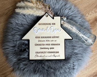 Personalized House Rules for Grandma & Grandpa - Wooden Sign with Engraving - Gifts for Grandparents, House Rules Decoration, Grandma and Grandpa Gift