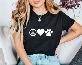 Peace Love Paw T-Shirt, Dog Lover Shirt, Dog Mom Shirt, Dog Lover Gift, Dog Owner Shirt, Pet Owner Shirt