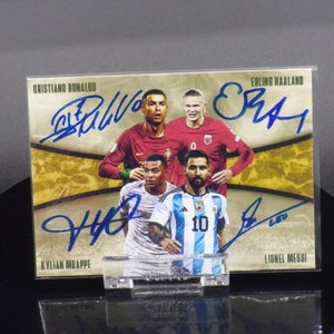 Custom Card Four Signatures (Cristiano Ronaldo - Messi - Haaland - Mbappe)