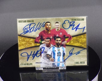 Custom Card Four Signatures (Cristiano Ronaldo - Messi - Haaland - Mbappe)
