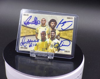 Custom Card Four Signatures (Ronaldo Nazario,Socrates,Ronaldinho,Romario)