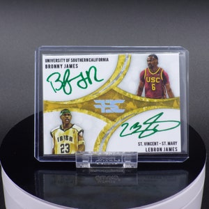 Personalized Gold Lebron James & Bronny James Card with Autograph