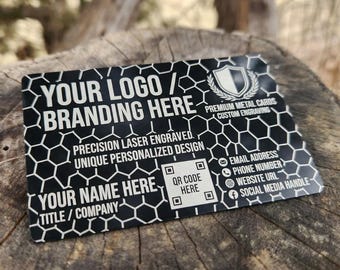 Tarjetas de visita personalizadas de metal de aluminio negro – Tarjetas de networking profesionales grabadas con láser