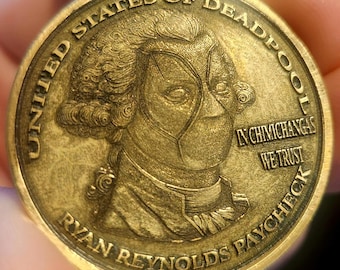 Moneda de latón de Deadpool: "En Chimichangas confiamos" "Máximo Conato" Estados Unidos de Deadpool Coleccionable
