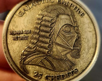 Moneda de crédito de latón de Vader / Arte de fan coleccionable del Imperio Galáctico