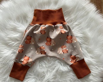 Pumphose, pantalon wax, pantalon, bébé, fille, garçon, motif : renard/lapin, jersey, différentes tailles disponibles