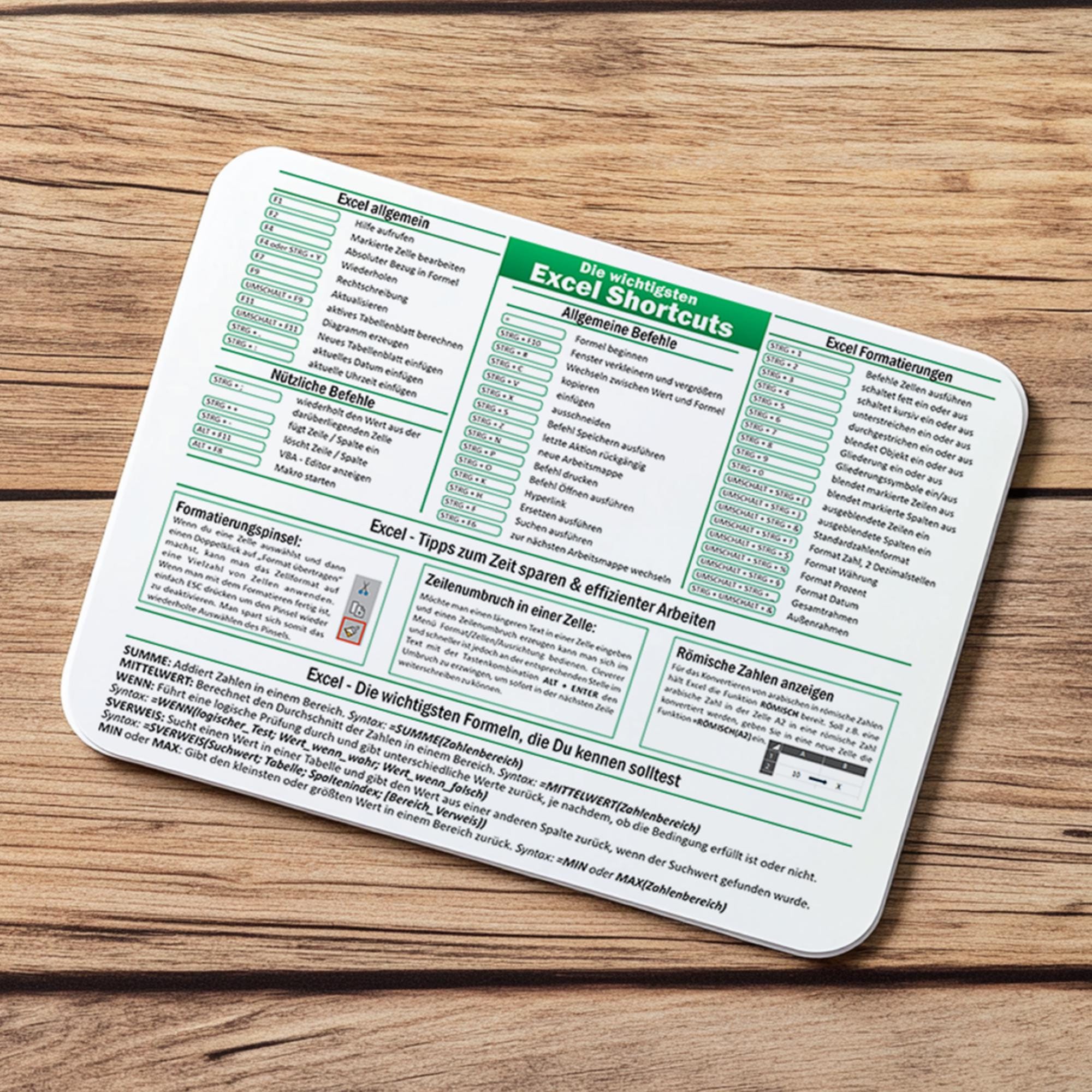 Use Excel Efficiently: Mouse Pad With Shortcuts, Tips Tricks for