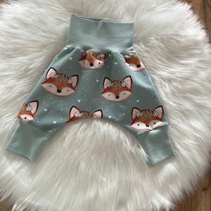 Pump pants, wax pants, pants, baby, girl, boy, motif: fox, French terry, various sizes available image 1