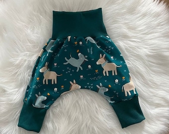 Bloomers, grow-along pants, pants, baby, girl, boy, motif: donkey, jersey, various sizes available