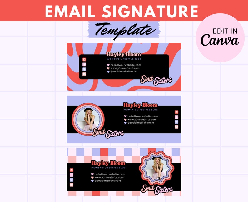 Retro Email Signature Template: Playful Branding Design (edit in Canva ...