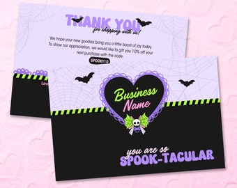 DIY Thank You Card: Canva Template, Editable Package Insert, Playful Insert Card, Spooky Branding, Spooky Card Design, Spooky Thank You Card
