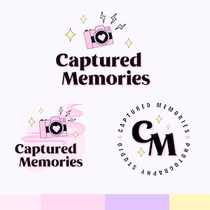 Editable Canva Logo- Photography Logo Design, Pink Camera Design, Bold Chic Logo, DIY Canva Template