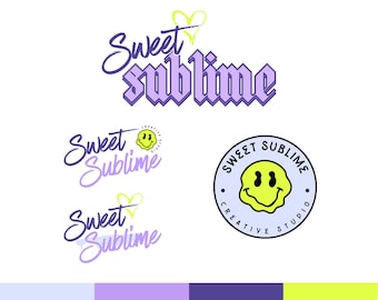 Editable Retro Pastel Logo: Small Business Branding Canva Template