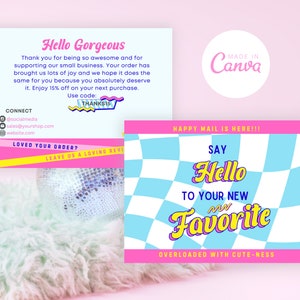 Thank You Card: DIY Template, Editable Template, Branding Bundle, Cute Thank You Card, Package Inserts, Retro Logo Designer