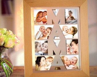 Custom Photo Night Light Wooden Frame Night Light Gift for Mom