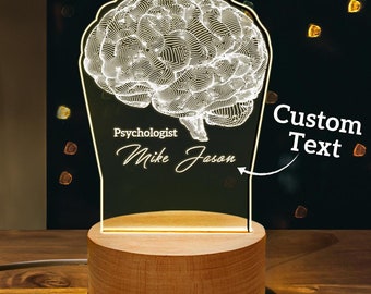 Custom Night Light For Highly Intelligent Graduate Students Perfect Gift For Classmates Psychology Brain Personalized Plaque