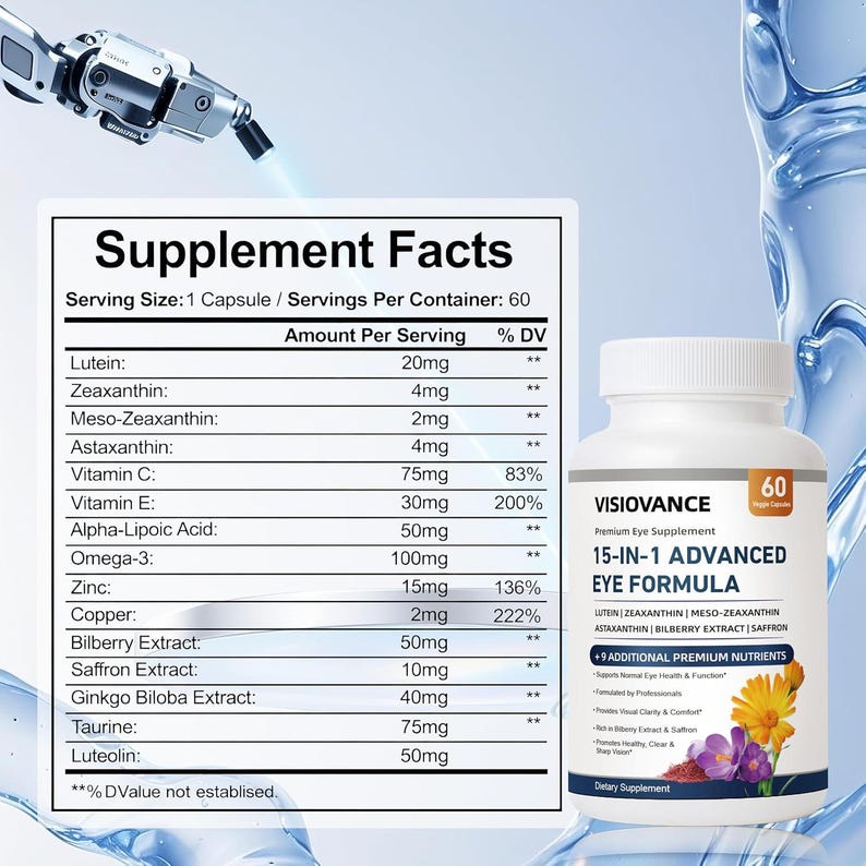 Neurobella 15-in-1 Advanced Eye Formula Nutritional Support Capsules - Containing carotenoids image 5