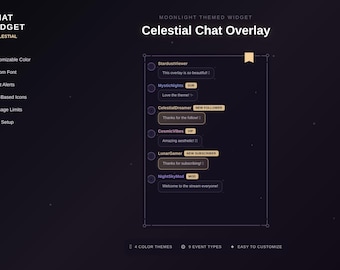 Dark Moonlit Chat Widget: StreamElements Celestial Night Theme (Digital Download)