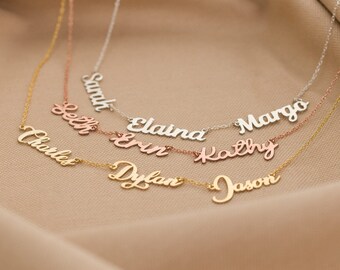 Custom Multiple Name Necklace, Personalized Family Name Necklace, Gold Nameplate Necklace, Kids Name Necklace Gold, Mothers Day Gift For Mom